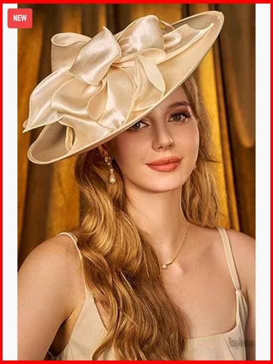 Large Derby Fascinator Hat with Flower Feathers for Wedding Tea Party main image 4